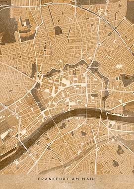 Sepia map of Frankfurt