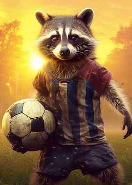Football player racoon