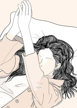 Women Waking Up on Her Bed