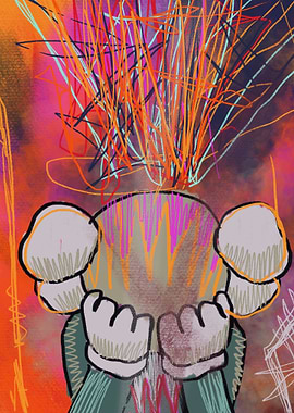 Unique abstract red kaws