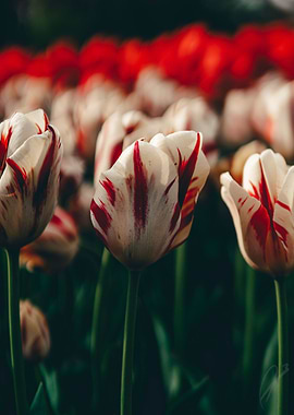 Red and White Tulips
