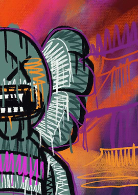 Unique abstract red kaws