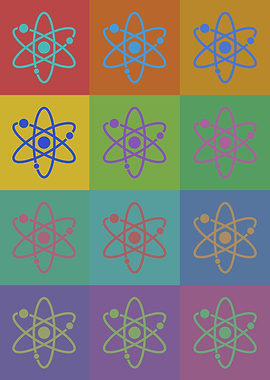 Atom Science Icons Pop Art