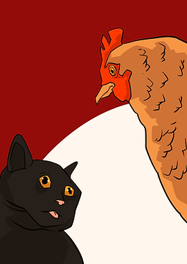 cat and chicken