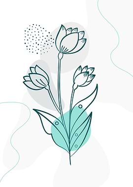 Tropical Flower Line Art