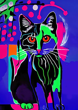 Cat Acrylic Painting