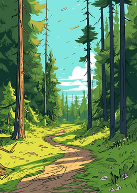 Path Way in Forest Nature