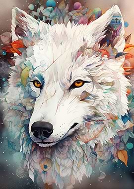Snowbound Spirit Wolf Art