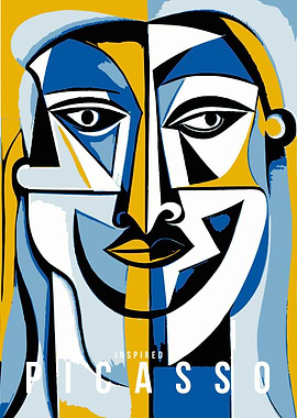 Blue Cubism Picasso Head