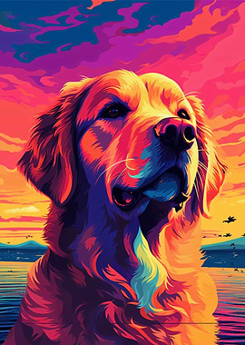 Golden Retriever Sunset