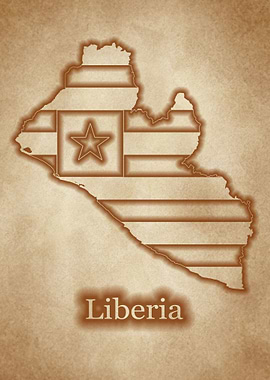 Liberia map vintage glow