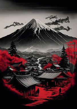 Fuji mount Red black Grey