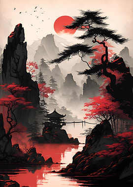 Red Black Asian Style