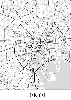Tokyo White Map