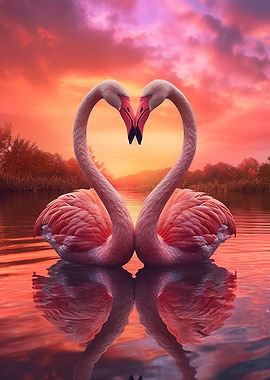 Romantic Pink Swans Heart