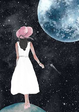 Girl Dreaming Of The Moon