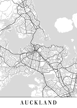 Auckland White Map