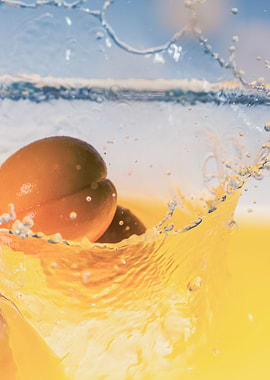 Apricot falling in juice 2