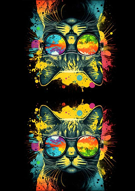 Retro Abstract Cool Cat