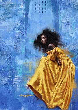 Black woman yellow dress