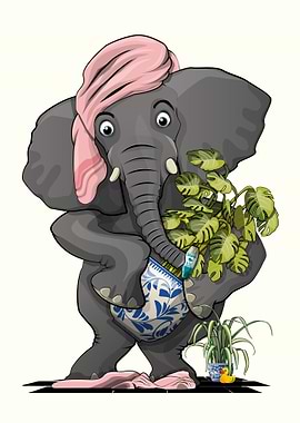 Naked Elephant in Bathroom