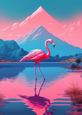 Mountan Landscape Flamingo