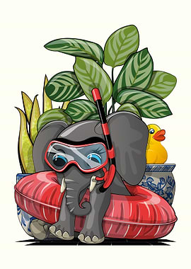 Elephant ready to swim