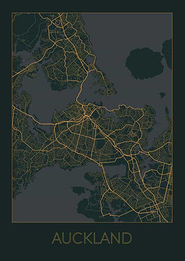 Auckland Gray Orange Map