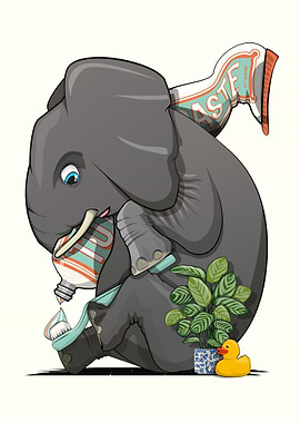 Elephant Brushing Teeth