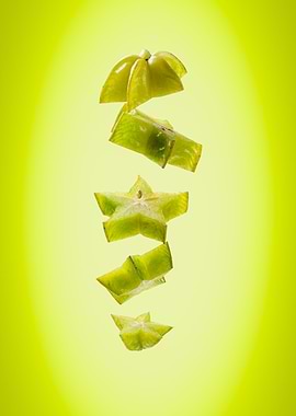 Choped up star fruit