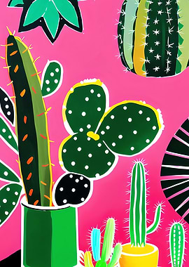 Pink and Green Cactuses
