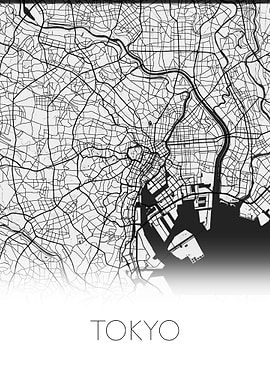 Tokyo black white map