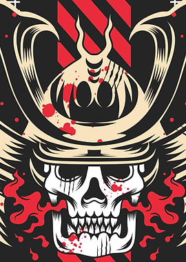 Japan Samurai Skull