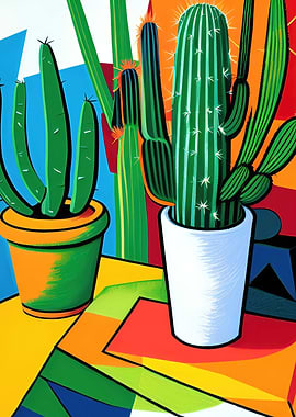 Vintage Cactus Painting