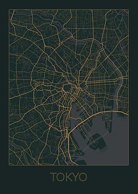 Tokyo Gray Orange Map