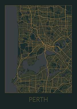 Perth Gray Orange Map