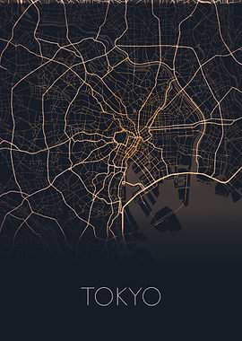 Tokyo black gold city map