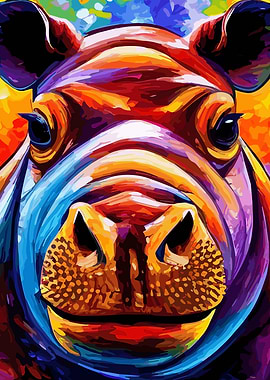 Funny Hippopotamus Art