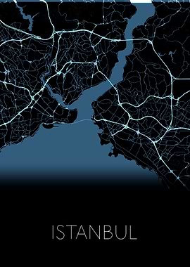 Istanbul black blue map