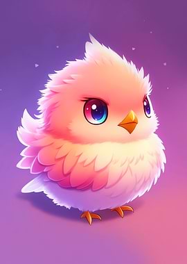 Cute Fluffy Pink Bird