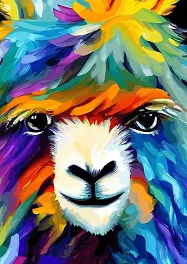 Colorful Alpaca Face Art