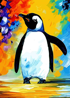 Cute Penguin Colorful Art