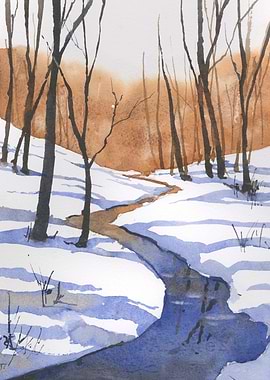 Snowy landscape painting