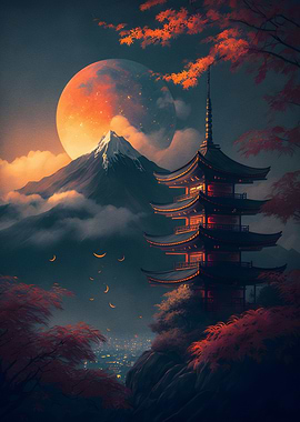 Japanese night landscape