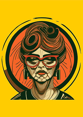 Pop Art Of Stylis Old Lady