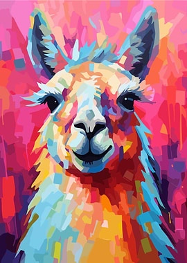 Cute Llama Abstract Art