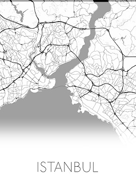 Istanbul black white map