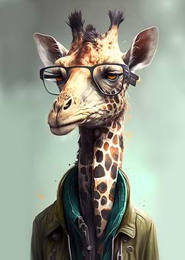 Giraffe Wearing Glasses
