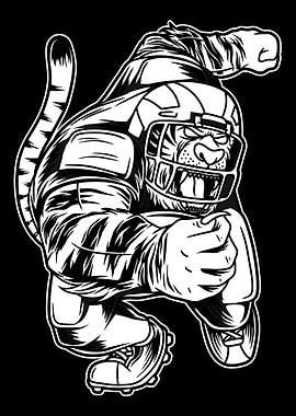 Tiger Football BnW