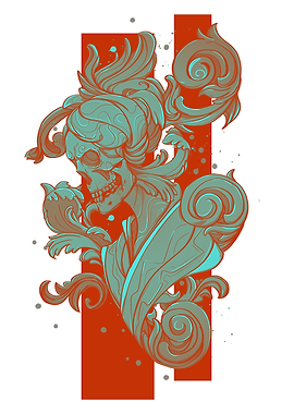 Graceful Mort Skull Geisha